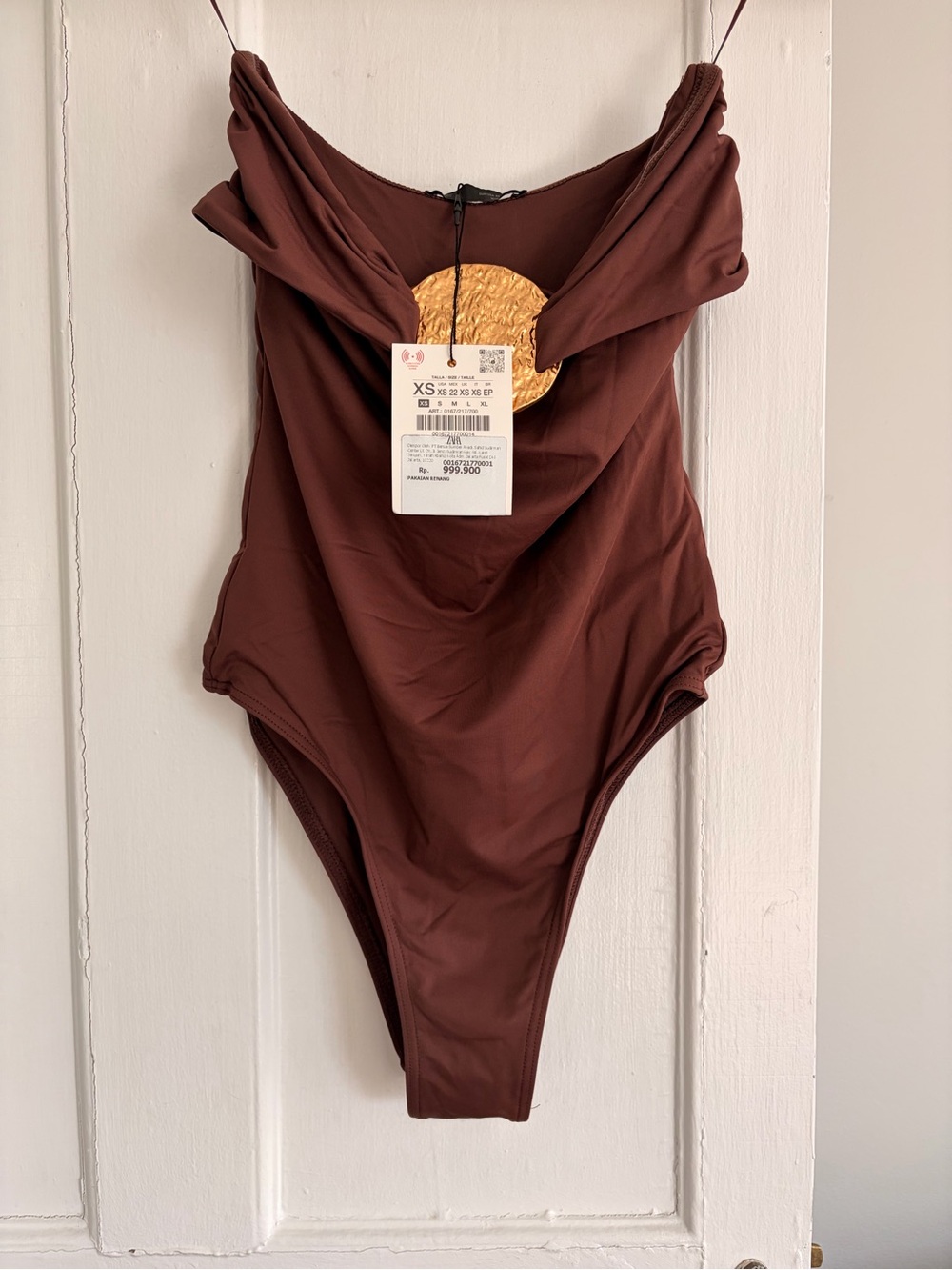 ZARA Chocolate Brown Bodysuit with Gold Disc - Picture 2 of 3